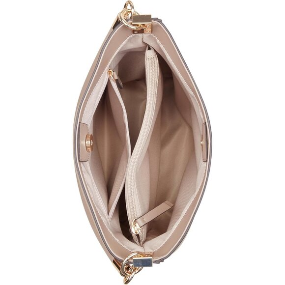 Donella Faux Leather Bucket Crossbody Bag Womens Adjustable Zipper - Picture 3 of 6